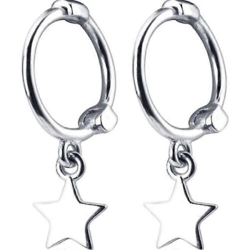 Sterling Silver Mini Star Hoop Earrings 1 Pair