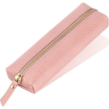 Pink leather pencil case for adults