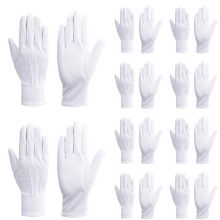 White Ceremonial Dress Gloves Cotton-Nylon 10 Pairs