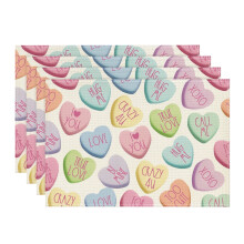 Valentine Heart Placemats Set of 4, 12x18 Inch