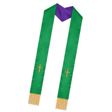 Reversible Clergy Stole Shawl for Church-Green P urple S
