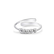 Antistressring silver justerbar med roterande pärlor