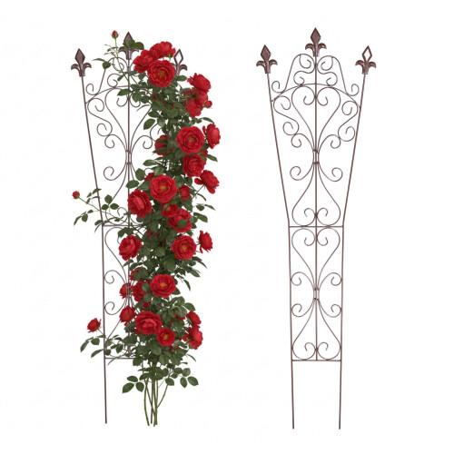 Gartenspalier, Vintage-Metall mit Fleur-De-Lis-Endstücken 1