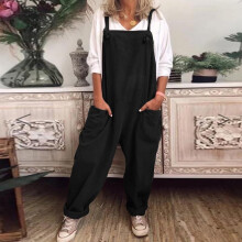 Women's casual long bib overalls with big pockets