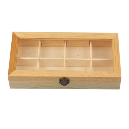 8compartment Display Cabinet Wooden Tea Coffee Rack Storage Box Storage Box