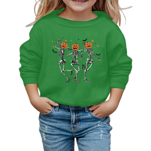 Halloween skeleton pumpkin sweatshirt green 3-4 years 1