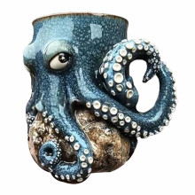 Merimustekala-muki keraaminen3D-hartsikuvio 12oz