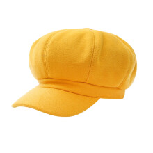 Dames warme wollen baret in achthoekige vorm, geel, 1 stuk