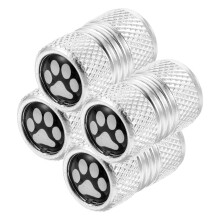 Reifenventilkappen mit Pfotenabdruck, Edelstahl, 4er-Pack