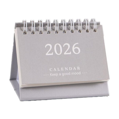 Mini calendrier de bureau 2026, fait main en anglais simple