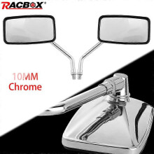 Lusterka wsteczne motocyklowe Racbox 2 szt., uniwersalne, prostokątne, aluminiowe, 8-10 mm, chromowane