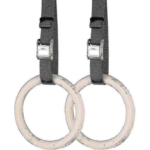 Adjustable Wooden Gymnastic Rings with 2-6m Straps