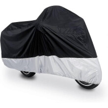 190t Regnstøvbeskytter Scooter Motorsykkeltrekk Svart Sølv 190x85x115cm