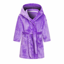 Peignoir en flanelle pour enfants, à capuche et avec ceinture