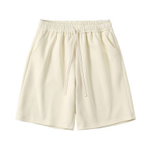 Pantalones cortos de verano para hombre, talla grande, color beige.