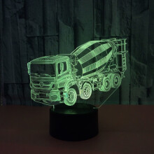 Mixer Truck 3D Lamp Seven Color Touch Usb Desktop Night Light