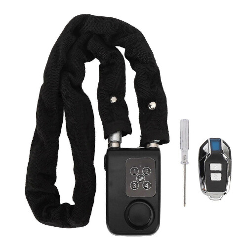 Moto Remote AntiTheft Vib Alarm Waterproof StainlessSteel Password Cable Lock Black