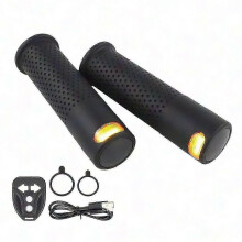 Black Turn Signal Scooter Handlebar Grips with Slot for E-Scooters