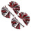 Plastic Cheer Pom Poms 2Pcs Red Silver Handle for Cheering Sports 1