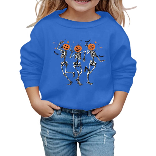 Halloween skeleton pumpkin sweatshirt blue 1-2 years 1
