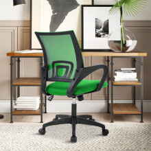 Ergonominen toimistotuoli vihreä, säädettävä korkeus ja käsinojat