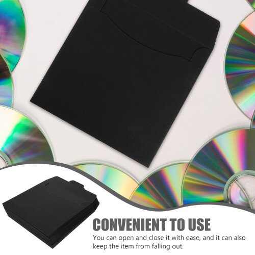 Θήκες CD DVD από χαρτί Kraft 5x5 ίντσες μαύρου χρώματος, συσκευασία των 20 τεμαχίων 1