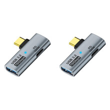 2X 2-in-1 USB C to USB 3.2 Adapter with 100W Charging Port, 4/3 OTG Converter for Ally,Gray