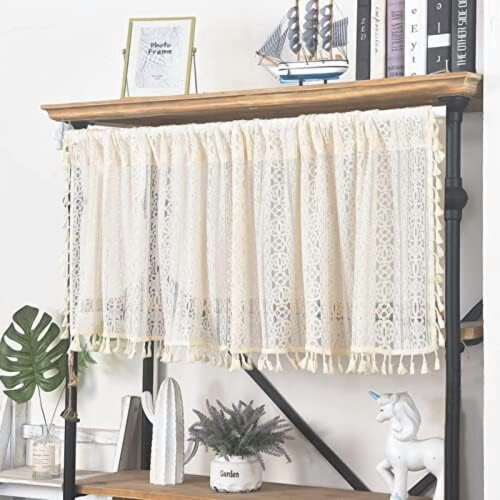 Boho sheer curtain valance beige 59 in x 18 in 2