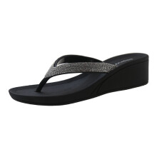 Damen-Keilsandalen mit Strasssteinen und T-Riemen, Größe 7-10