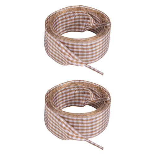 Checkered Shoelaces Colorful Polyester Shoe-Coffee color 100cm