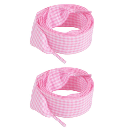 Checkered Shoelaces Colorful Polyester Shoe Laces-Pink 100cm