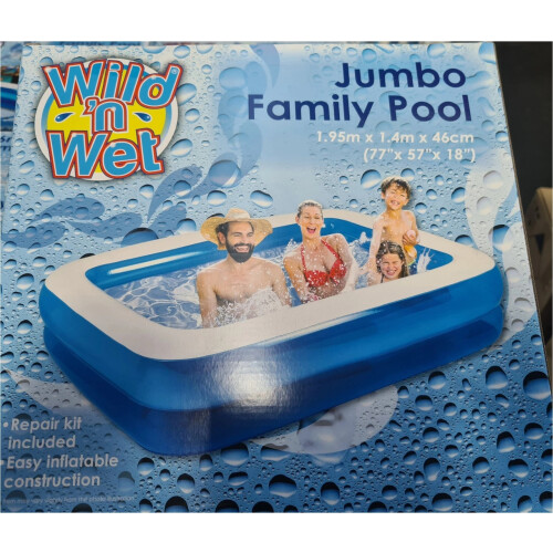 1.9m Inflatable Rectangular Family Pool