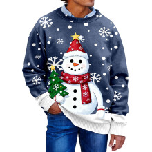 Pull de Noël moche pour homme, col rond, manches longues