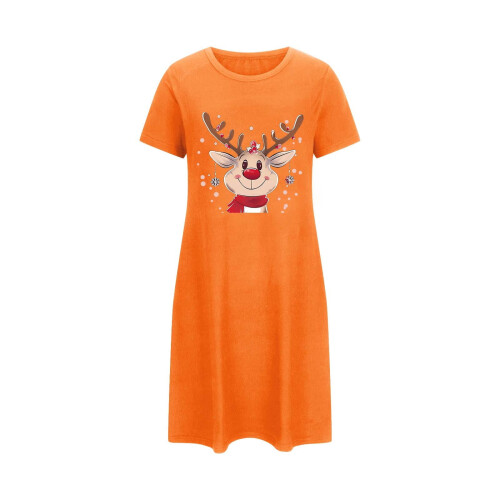 Women's Plus Size Christmas Print Sleepdress Short Sleeve
