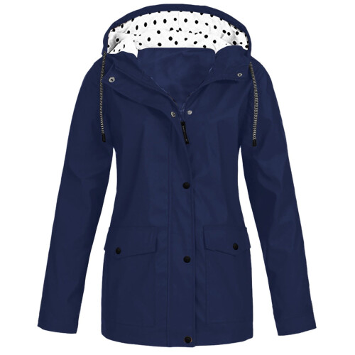Women's Solid Hooded Raincoat Windproof Plus Size