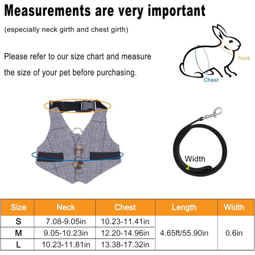 Rabbit Vest Harness and Leash Set Formal Suit Style 1