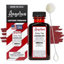 (Army Tan) Angelus Leather Dye - Permanent Deep Penetrating Colour Change 3oz