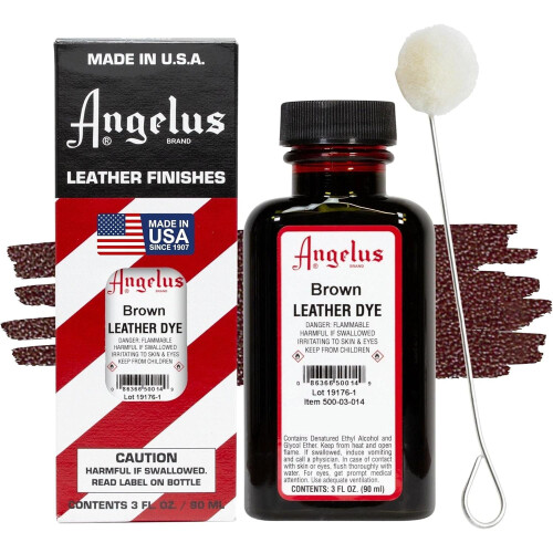 (Brown) Angelus Leather Dye - Permanent Deep Penetrating Colour Change 3oz