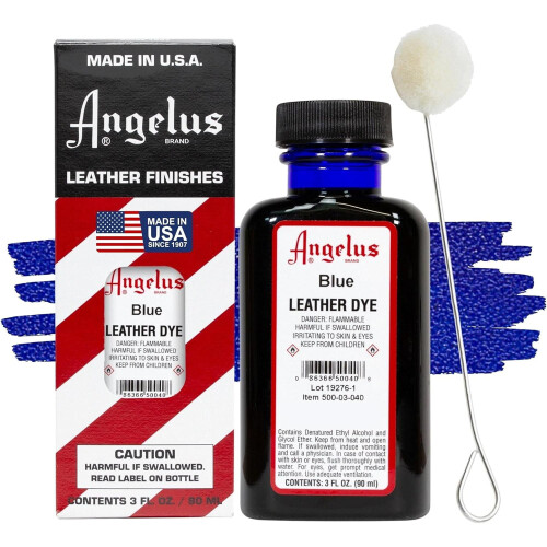 (Blue) Angelus Leather Dye - Permanent Deep Penetrating Colour Change 3oz