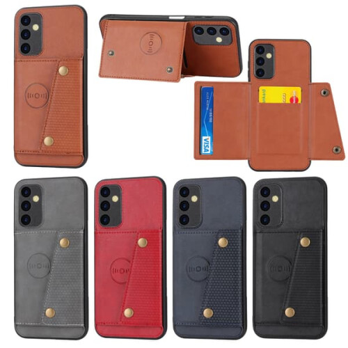 PC leather flip wallet case for A24 5G, light brown 2
