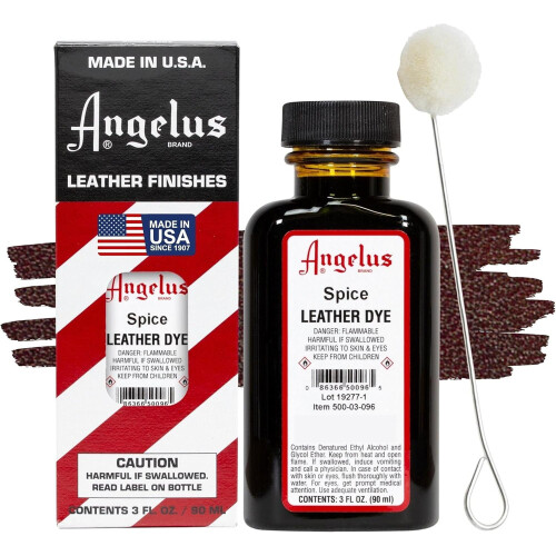 (Spice) Angelus Leather Dye - Permanent Deep Penetrating Colour Change 3oz