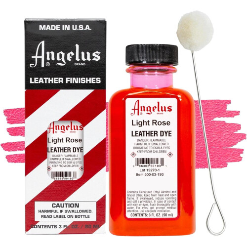 (Light Rose) Angelus Leather Dye - Permanent Deep Penetrating Colour Change 3oz