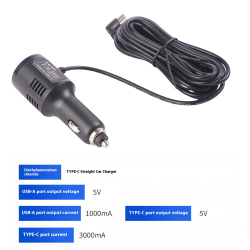 Chargeur de voiture USB Intelligent, cordon coudé de Type C, 2