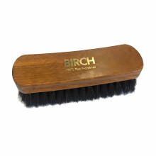 (Black) BIRCH Horsehair Brush Large - For Polishing Shoes, Boots and Leather 17cm