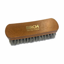 (Grey) BIRCH Horsehair Brush Large - For Polishing Shoes, Boots and Leather 17cm