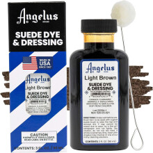 (Light Brown) Angelus Suede Dye and Dressing - Restore and Protect Delicate Suede 3oz