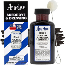 (Black) Angelus Suede Dye and Dressing - Restore and Protect Delicate Suede 3oz