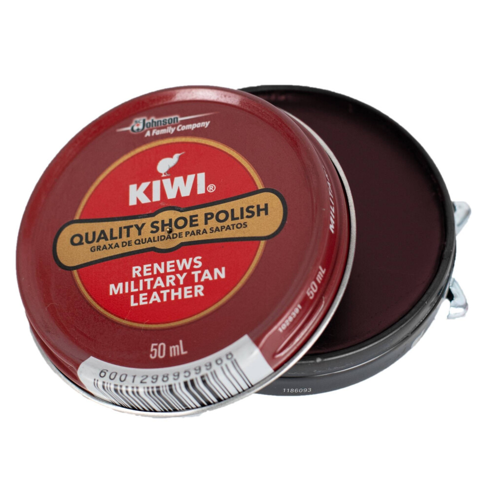 Kiwi (Military Tan/Ox Blood) Shoe Polish Wax - Classic Shine And Protection For Leather 50Ml