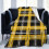 Yellow Black Plaid Fleece Throw Blanket 80"x60" 1
