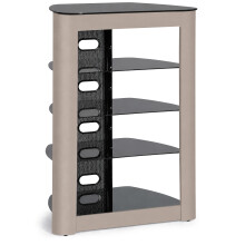 Centurion Supports ZINNIA 5-Tier Gloss Black Shelves with Greige Facia Entertainment Media Audio Rack